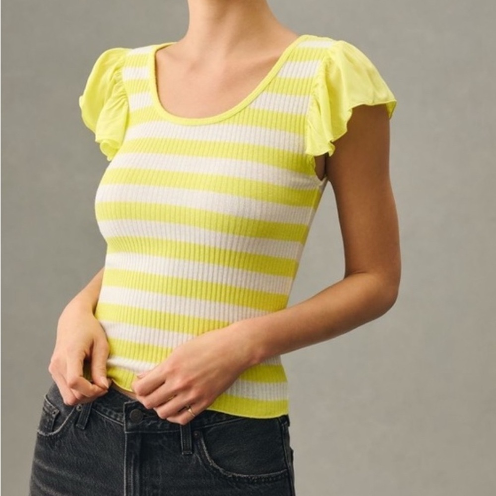 Anthropology T.La flutter sleeve top, small